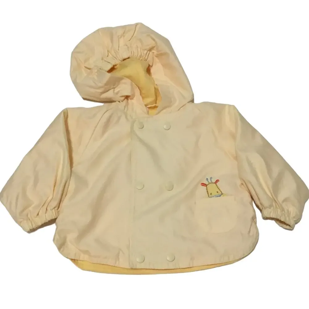 Carter's Hooded Jacket Yellow Giraffe Design Scallop Hem Baby Girls Size 6-9 M